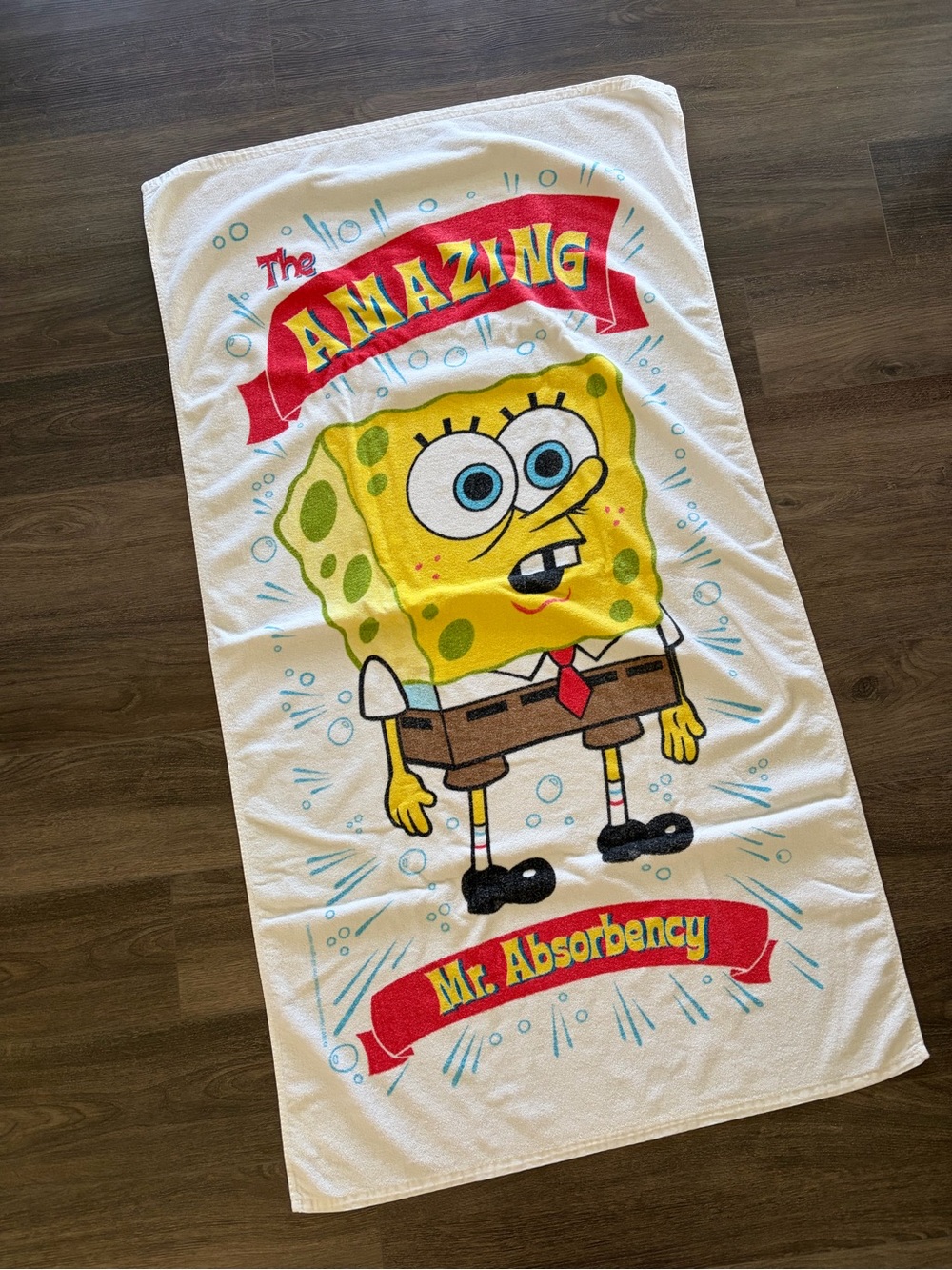 Vintage Y2K SpongeBob SquarePants The Amazing Mr. Absorbency beach towel
